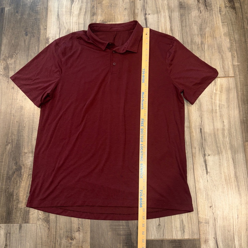 Lululemon Polo Shirt Mens Red Short Sleeve Athletic Golf Casual Stretch - Picture 4 of 5